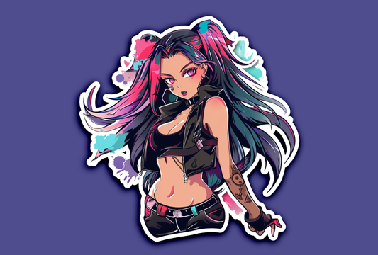 Color Splash Anime Girl Sticker