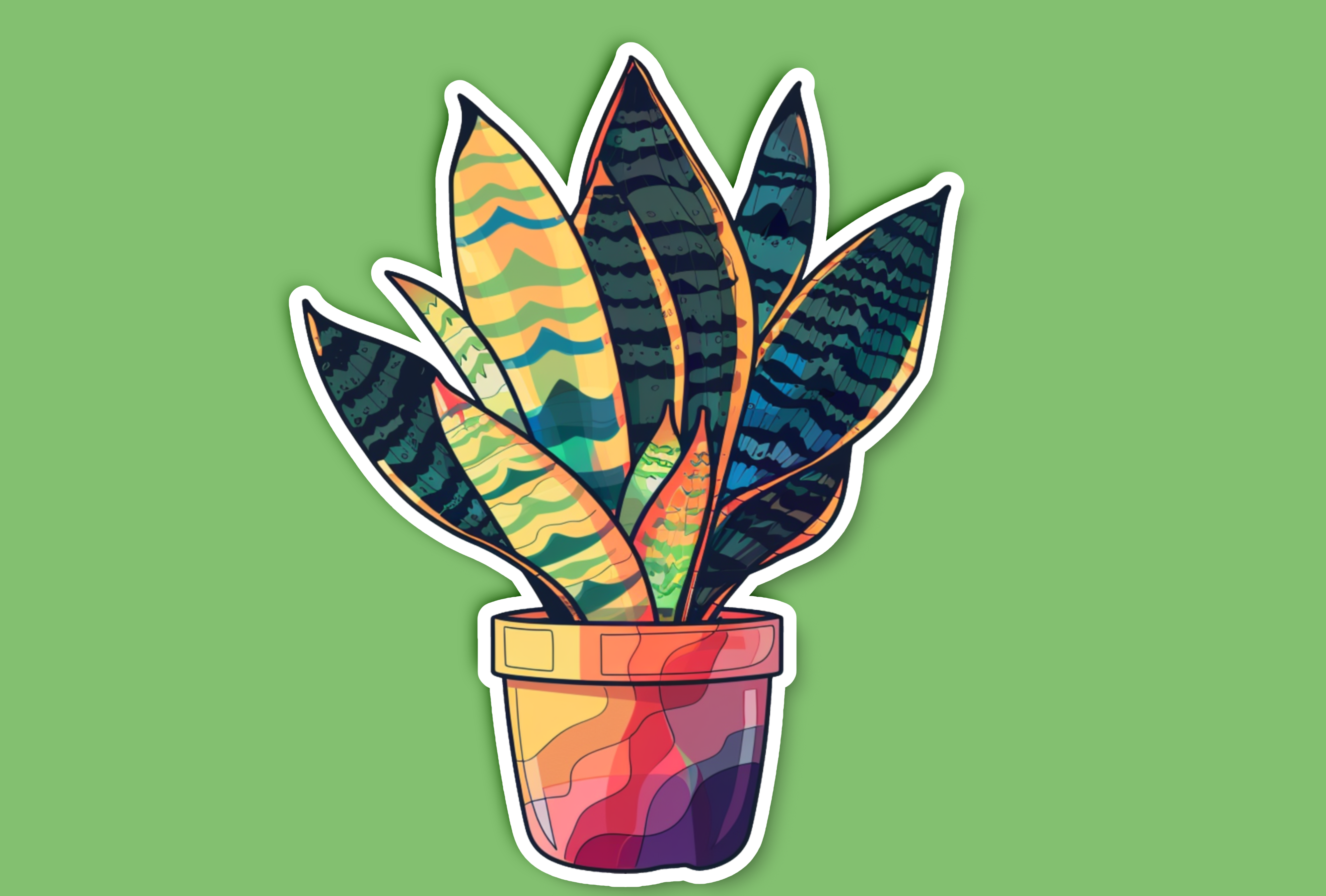 colorful snake plant Colorful Snake Plant Sticker – Get Real Stickers