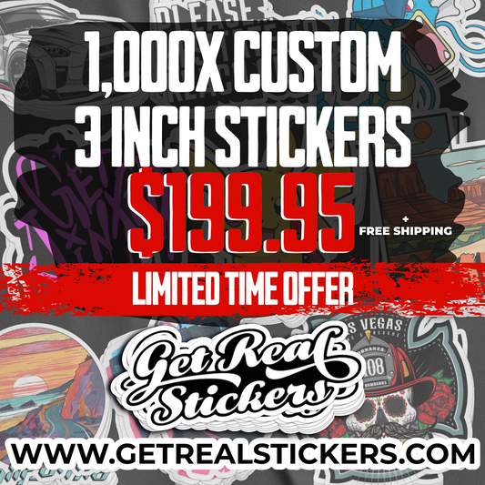 1,000X Custom 3" Stickers | Promo