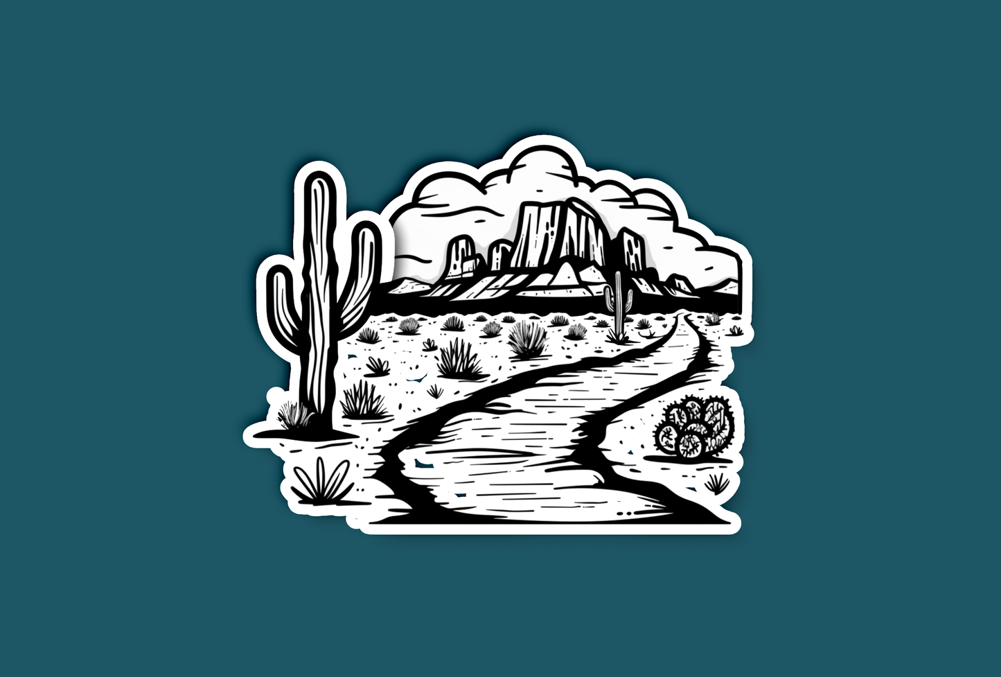 Black and White Desert Landscape Sticker