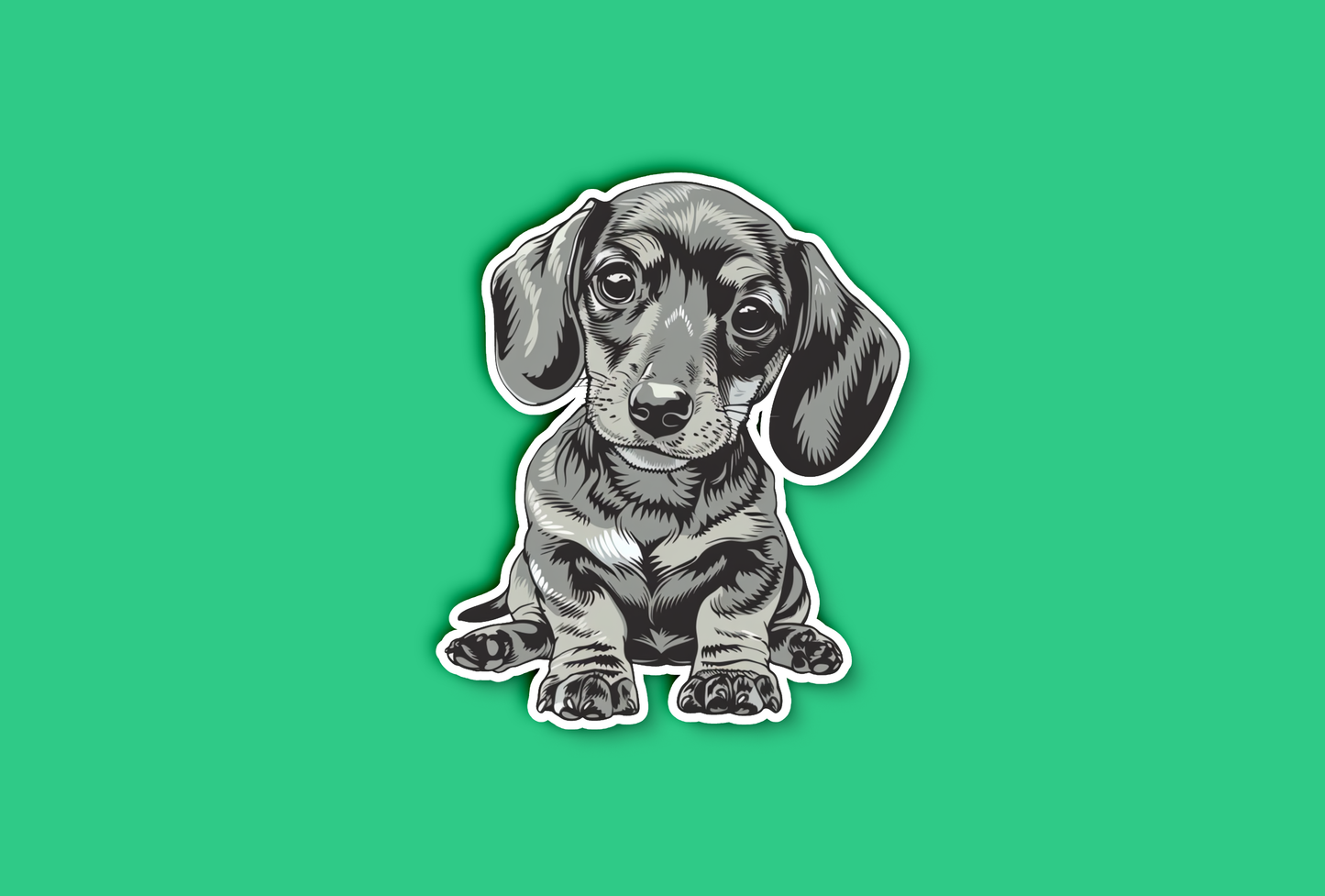 Black and White Sitting Dachshund Puppy Dog Sticker