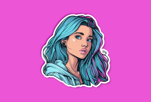 Blue Hair Blue Eyes Anime Girl Sticker