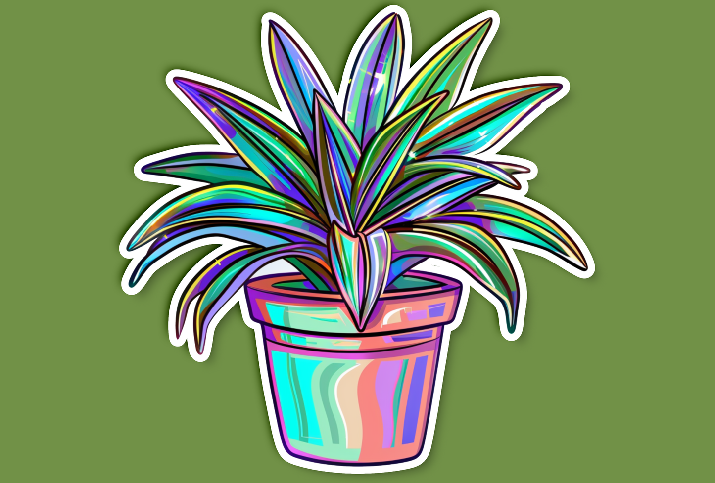 Chrome Spider Plant Sticker