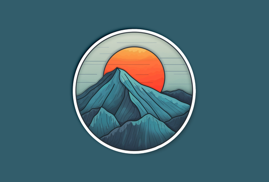 Circle Sunset Mountain Landscape Sticker
