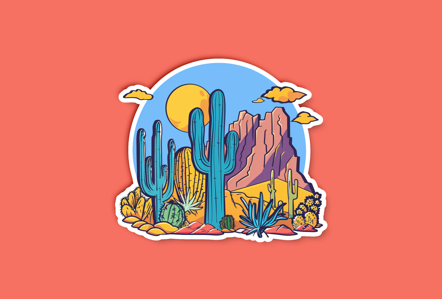 Colorful Desert Landscape Sticker