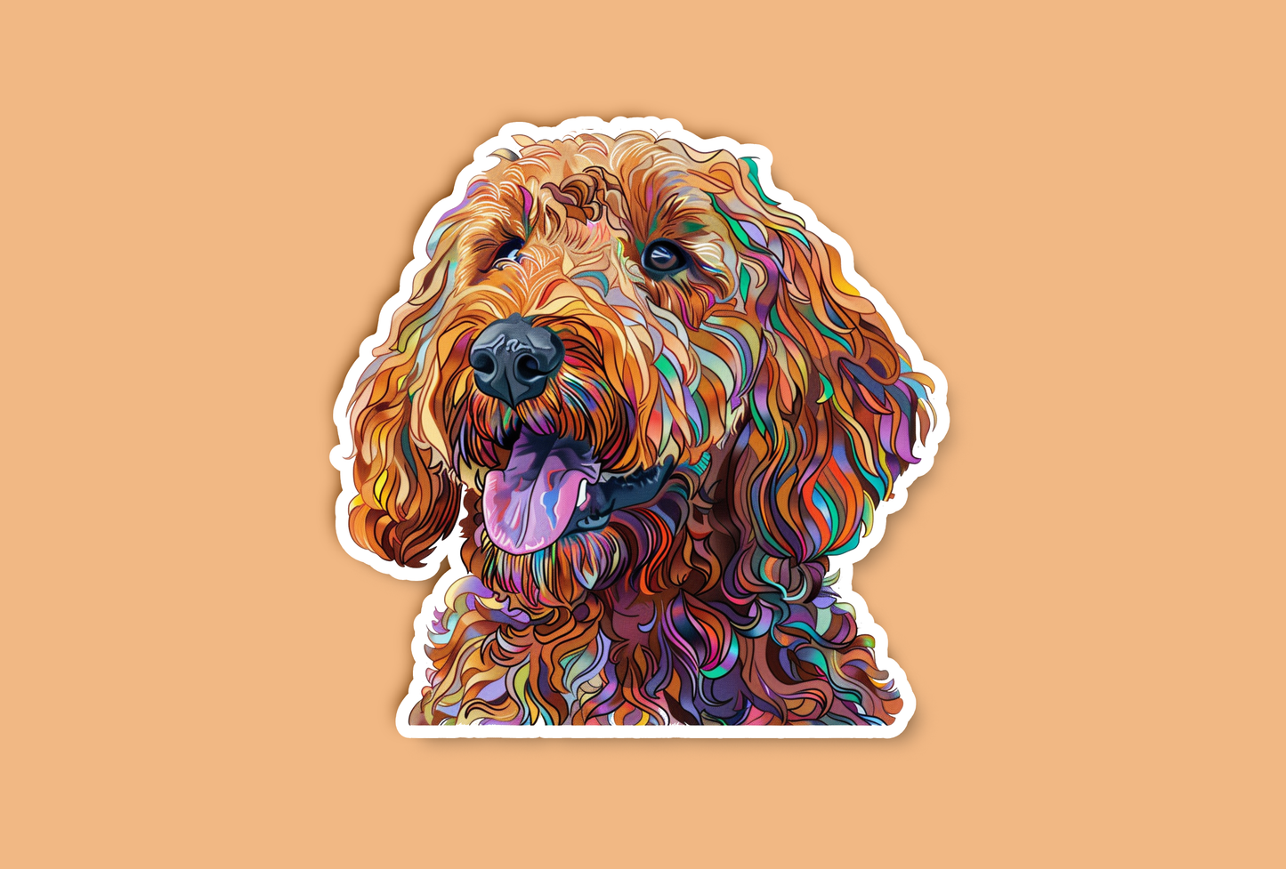 Colorful Goldendoodle Sticker