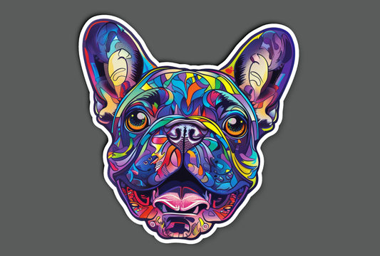 Colorful Happy French Bulldog Dog Sticker