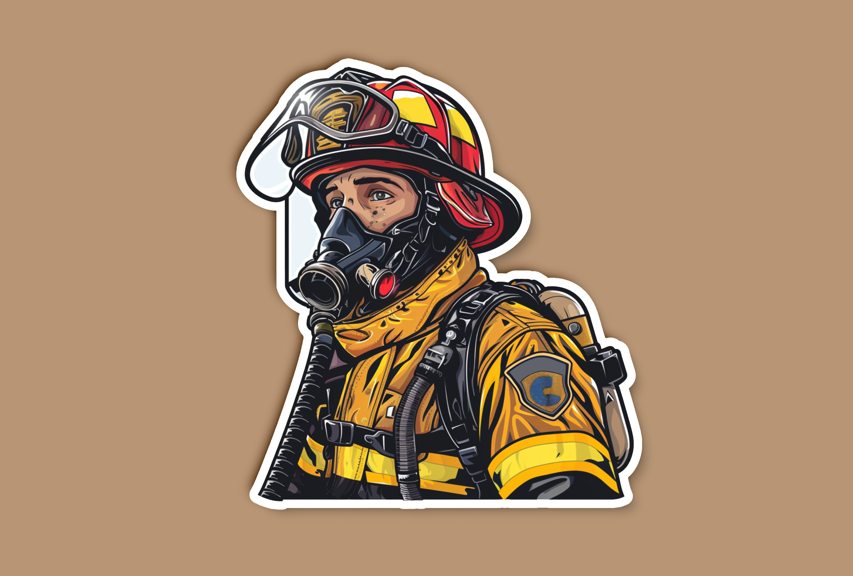 Firefighter Ric Sticker Focused Firefighter Sticker – Get Real Stickers