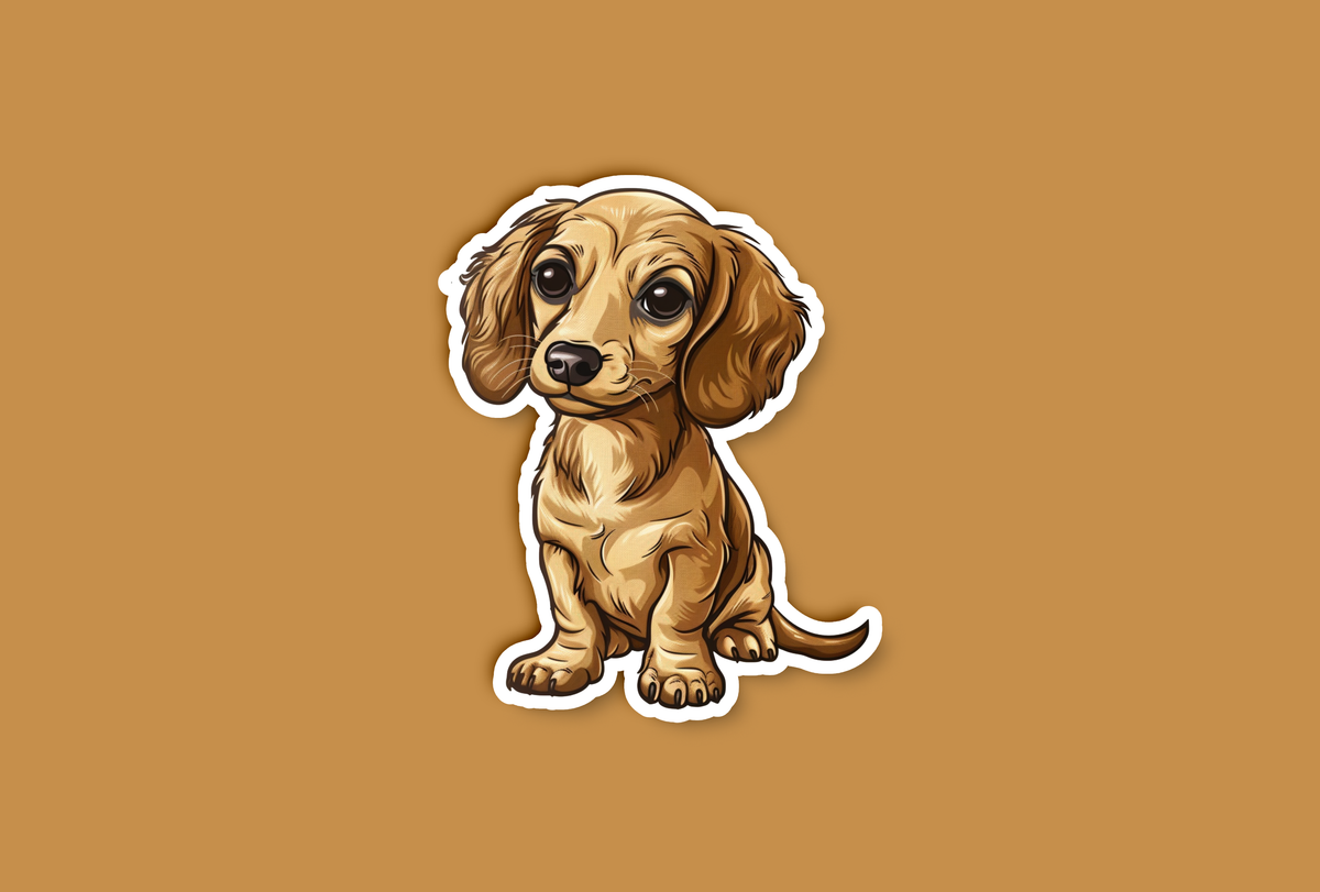 Sticker Light Brown Light Brown Dachshund Puppy Dog Sticker – Get Real Stickers