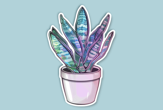 Modern Chrome Snake Plant Sticker