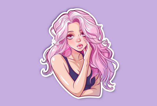 Pink Haired Anime Girl Sticker