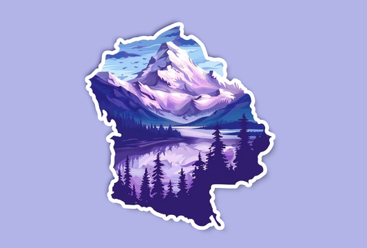Purple Mountain River Landscape Sticker