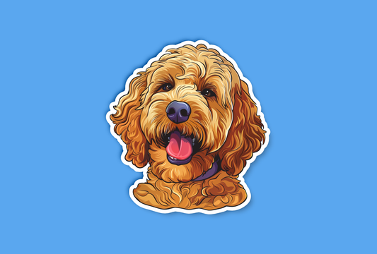 Ready to Play Goldendoodle Sticker