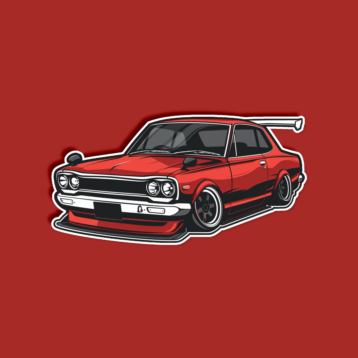 Red Vintage JDM Style Car Sticker