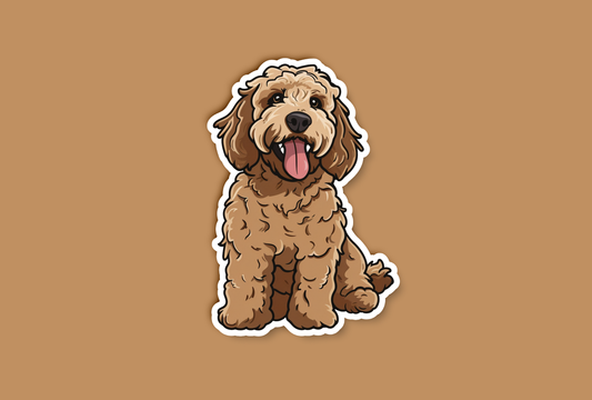 Sitting Excited Goldendoodle Sticker