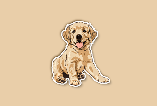Sitting Golden Retriever Puppy Sticker