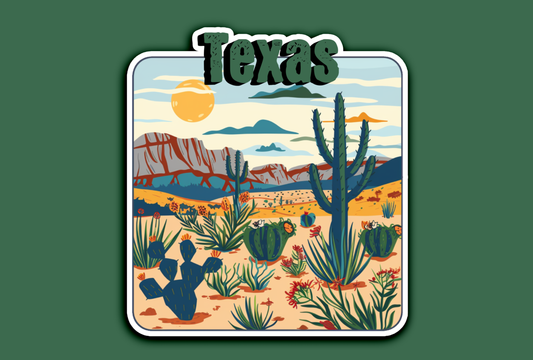 Square Texas State Landscape Sticker