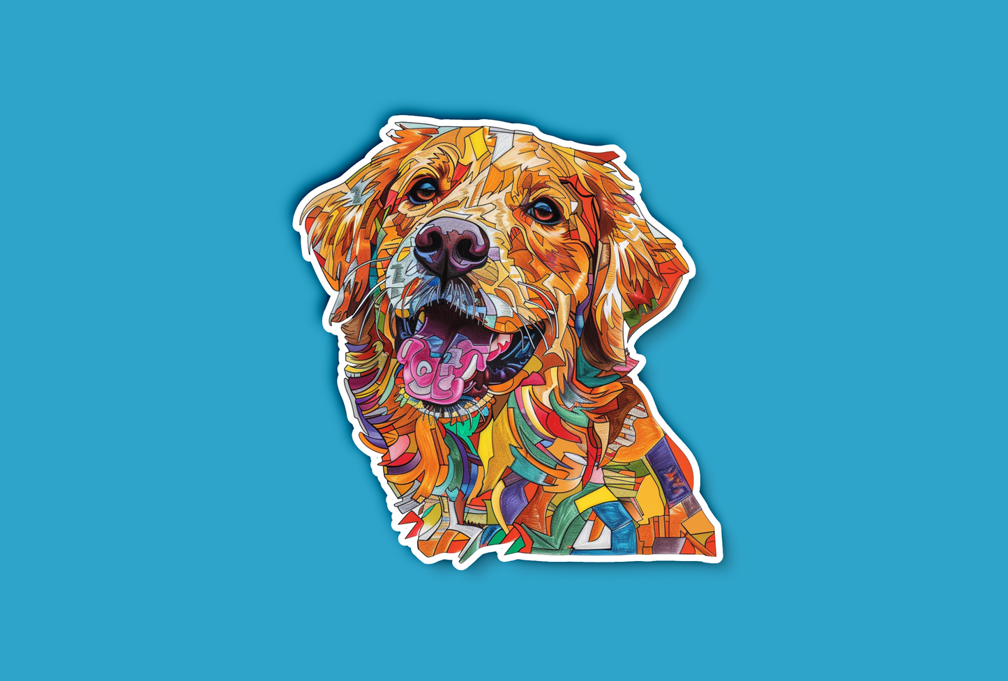 Stained Glass Golden Retriever Sticker