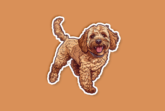 Walking Goldendoodle Sticker Sticker